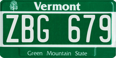 VT license plate ZBG679