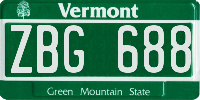 VT license plate ZBG688