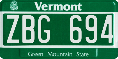 VT license plate ZBG694