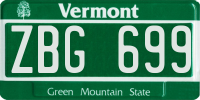 VT license plate ZBG699
