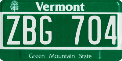 VT license plate ZBG704
