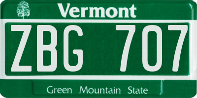 VT license plate ZBG707