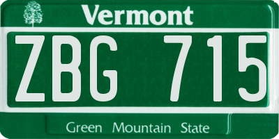 VT license plate ZBG715