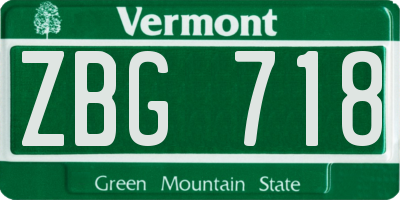 VT license plate ZBG718