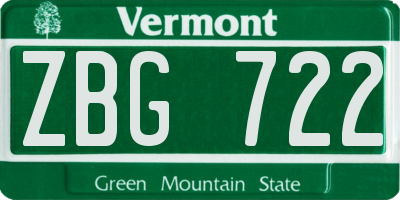 VT license plate ZBG722