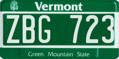 VT license plate ZBG723