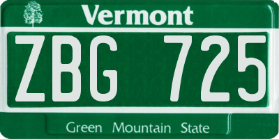 VT license plate ZBG725