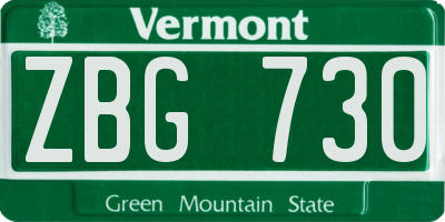 VT license plate ZBG730