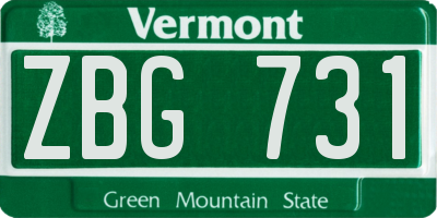 VT license plate ZBG731