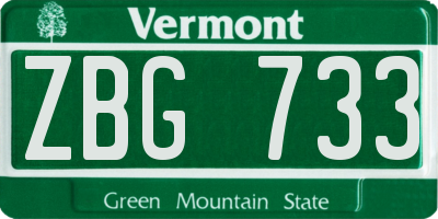 VT license plate ZBG733
