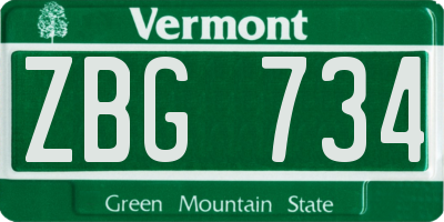VT license plate ZBG734