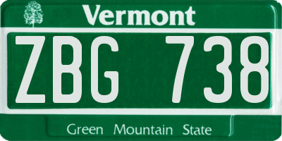 VT license plate ZBG738