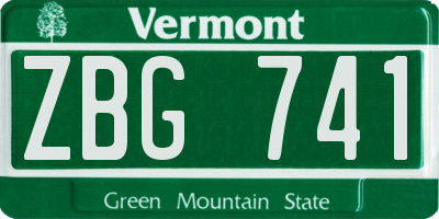 VT license plate ZBG741