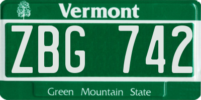 VT license plate ZBG742