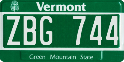 VT license plate ZBG744
