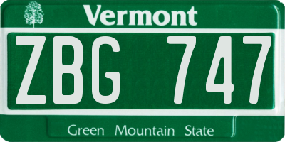 VT license plate ZBG747
