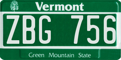 VT license plate ZBG756