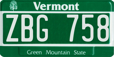 VT license plate ZBG758