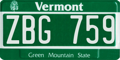VT license plate ZBG759
