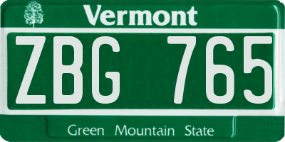 VT license plate ZBG765