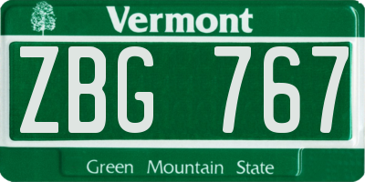 VT license plate ZBG767