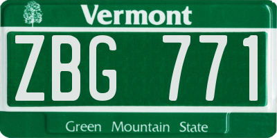 VT license plate ZBG771