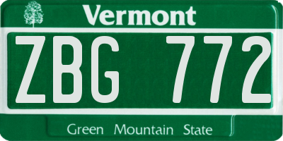 VT license plate ZBG772