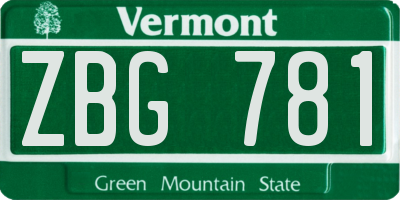 VT license plate ZBG781