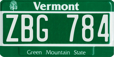 VT license plate ZBG784