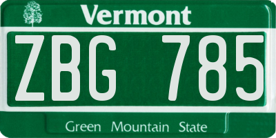 VT license plate ZBG785