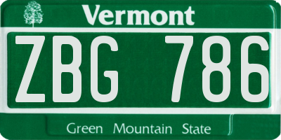 VT license plate ZBG786