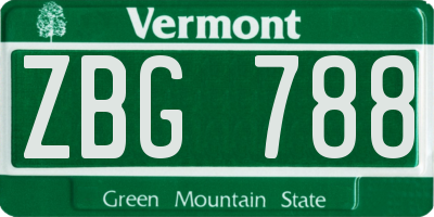 VT license plate ZBG788