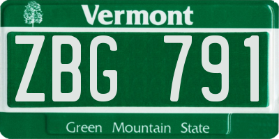 VT license plate ZBG791