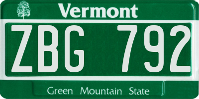VT license plate ZBG792
