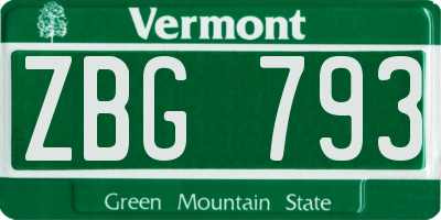 VT license plate ZBG793