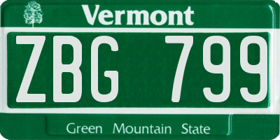 VT license plate ZBG799