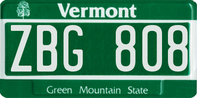 VT license plate ZBG808