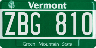 VT license plate ZBG810