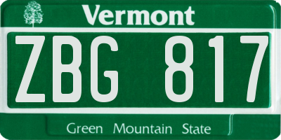 VT license plate ZBG817