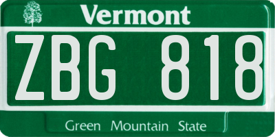 VT license plate ZBG818