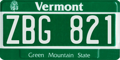 VT license plate ZBG821