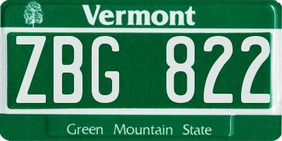 VT license plate ZBG822