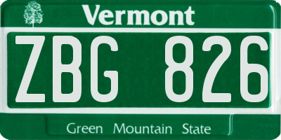 VT license plate ZBG826