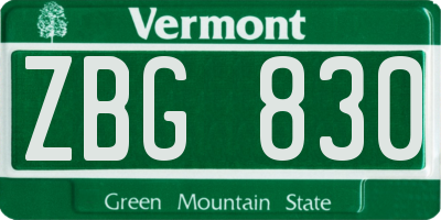 VT license plate ZBG830