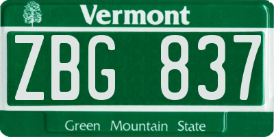 VT license plate ZBG837