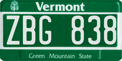 VT license plate ZBG838