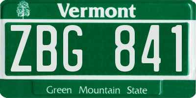 VT license plate ZBG841