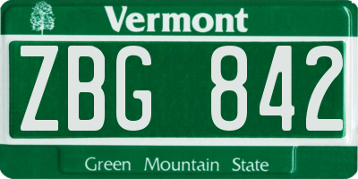 VT license plate ZBG842