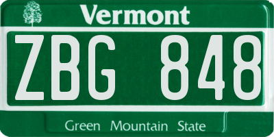 VT license plate ZBG848