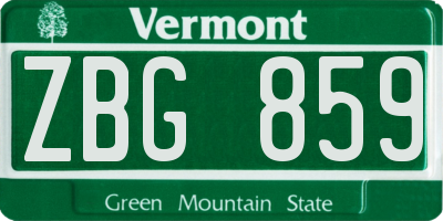 VT license plate ZBG859